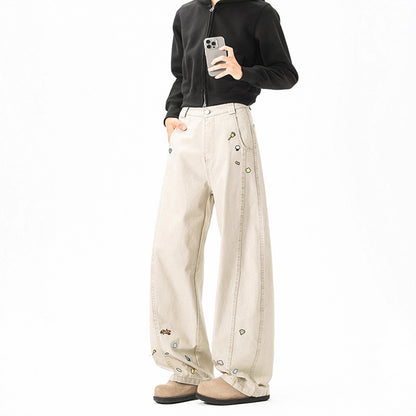 Style Fun Print Cargo Pants Unisex Trendy Loose Wide Leg High Street Casual Long Pants