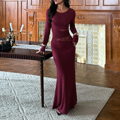 Waist patchwork lace slim fit wrap skirt