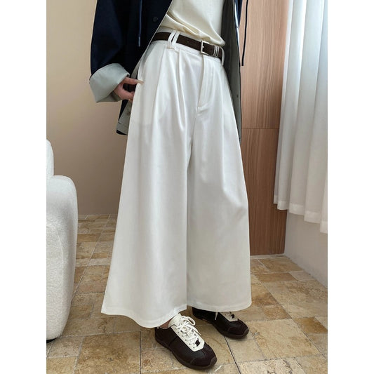 Comfortable Zone Double Pleat High-Fall Wide-Leg Casual Pants for Pear Shape Petite Size